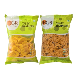 BGR Foods Combo Offer - Bombay Mixture & Salted Banana Chips (400g Pack of 2)