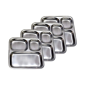 Dynore 4 Pcs Stainless Steel Partition Plate - Silver