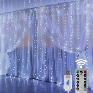 MANSAA M9 Curtain Lights with 8 Flashing Modes-3 meter x 3 meter / White