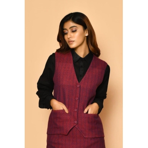 red-v-neck-handloom-cotton-jacket