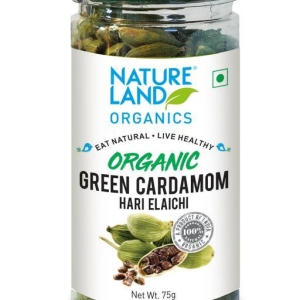 Natureland Organics Essential Spices Combo - Green Cardamom 75 gm, Cumin 250 gm, Clove 75 gm & Black Pepper 100 gm