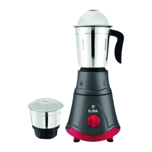 Elina 500W Mixer Grinder | 2 Jars Liquidizing Jar (1.25L) Chutney Jar (0.4L) | ISI Certified | 304 Grade SS Blade | 3 Speed Options with Whip | Best for Wet Grinding & Blending | 1 Year Warranty