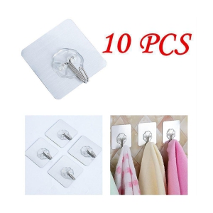 10Pcs Adhesive Wall Hooks Reusable Duty Sticky Hooks For Kitchen And Bathroom - Multicolor