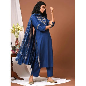 Flow with the Indigo Kurta Pant and Dupatta Set-XXL