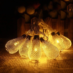 16 Led Golden Metal Rain Drop Copper String Fairy Light for Decoration - Warm White