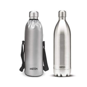Milton Duo 2000 Thermosteel 24 Hours Hot and Cold Water Bottle with Handle, 1 Piece, 1.86 Litres, Silver | Leak Proof | Office Bottle | Gym | Home | Kitchen