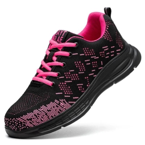 2024 New Pink Work Shoes Women Work Sneakers Steel-Black / 37