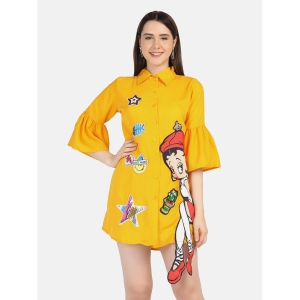 BuyNewTrend - Yellow Crepe Women's Shirt Dress ( Pack of 1 ) - None