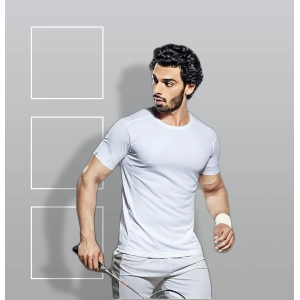 TechnoSport Crew Neck Half Sleeve Dry Fit T Shirt for Men OR-35 (White)-L