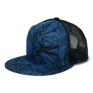 Chokore Printed Flat Brim Baseball Cap with Mesh Detailing (Blue)