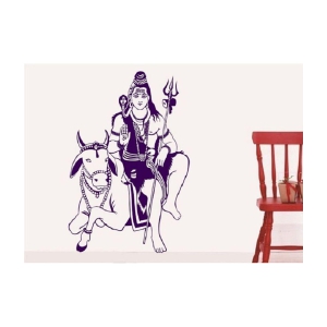 Asmi Collection God Shiva with Nandi Blue Wall Sticker ( 90 x 60 cms )