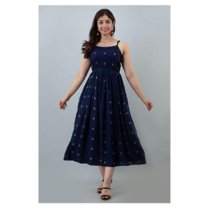 FABRR - Navy Blue Rayon Women's Fit And Flare Dress ( Pack of 1 ) - XL