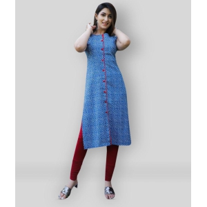 Aadi - Blue Cotton Womens A-line Kurti ( Pack of 1 ) - S