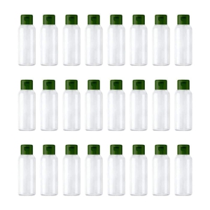 HARRODS 24pcs 50ml Empty Clear Plastic Bottles Refillable Travel Size Cosmetic Containers Small Leak Proof Squeeze Bottles with Green Flip Top Cap for Toiletries,Shampoo