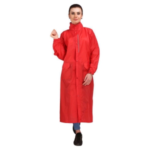 Goodluck Nylon Long Raincoat - Red - L