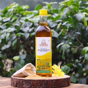 Organic Yellow Mustard Oil | Wood Pressed | Single-Filtered-1L Pet Bottle