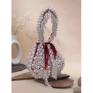 Pearl-Studded Red Bridal Potli Bag: A Stunning Accessory