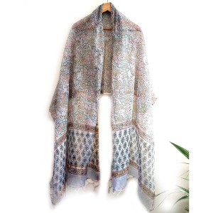 india-scarves-bagru-hand-block-floral-kota-doria-cotton-silk-cement-grey-and-pink-floral-dupatta