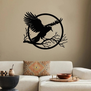 Guardian of the Night: Gothic Raven Acrylic Wall Art-18 INCH