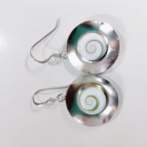 Shiva Eye Silver Round Dangle Earrings  .