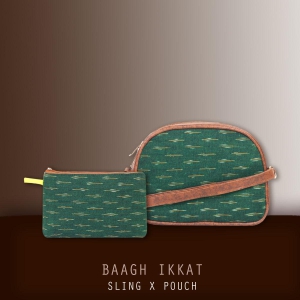 Baagh Ikkat Sling and Pouch Combo