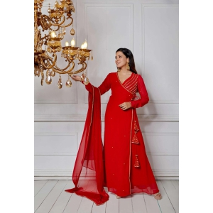 Ruby Red Angrakha Suit Set-2XL