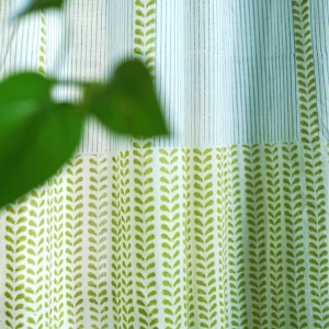 Prakruti Green Blockprinted Window Curtain