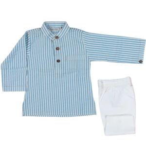 Blue Stripes Kurta Pyjama-8-10 years