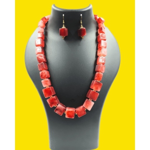 SUGAR CUBE  RED BEADED NECKLACE