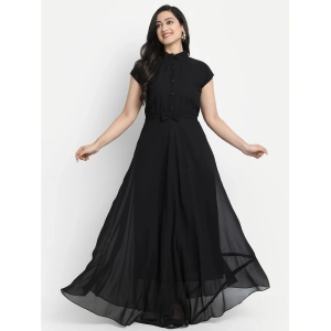 JASH CREATION Georgette Solid Full Length Womens Gown - Black ( Pack of 1 ) - None