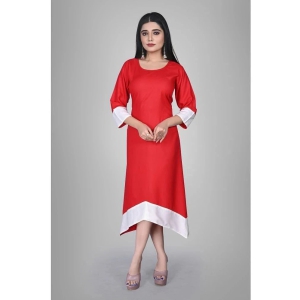 Kapadia - Red Rayon Womens Asymmetrical Kurti ( Pack of 1 ) - None