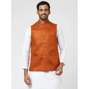 DESHBANDHU DBK Orange Jute Nehru Jacket Single Pack - None