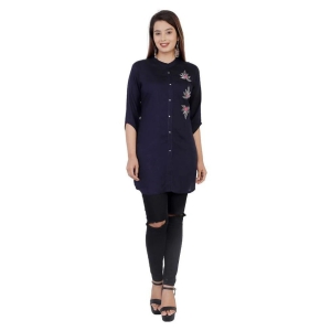 HIGHLIGHT FASHION EXPORT Blue Rayon Straight Kurti - Single - S