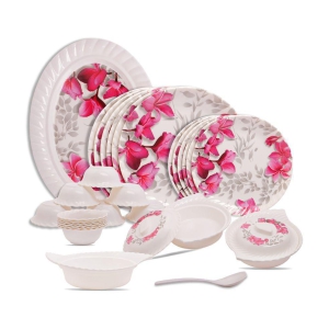 Homepro Fountain Wand White & Pink Melamine 32 Pcs Dinner Set - Multicolor