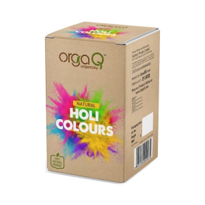 OrgaQ Organicky Natural Holi Colours | Holi Color | Herbal Gulal | Non -Toxic (4 Packet )Pink, Yellow, Green, Orange