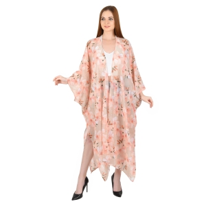 Kimono Cardigan Summer Swimsuit Coverups Beach Cover Up with Floral Print for Vacation-XXL - XXXL