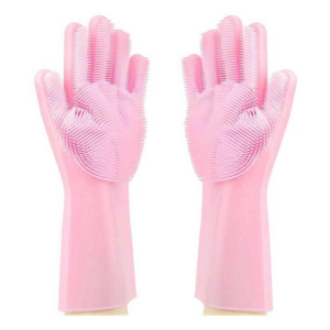 Shopoholic Magic Silicone Srub Rubber Universal Size Cleaning Glove 1 Pair- Reusable