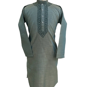 Grey Sequin Chikan Embroidery Kurta