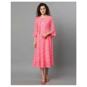 Selvia Net Pink A- line Dress - - L