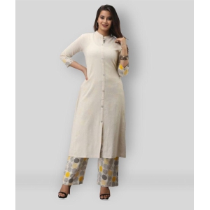 MAUKA - White White Straight Cotton Womens Stitched Salwar Suit ( Pack of 1 ) - S