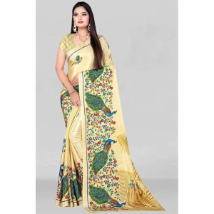 LEELAVATI - Gold Crepe Saree With Blouse Piece ( Pack of 1 ) - Gold