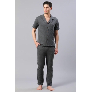 Men Solid Grey Co-ord Set