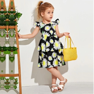 Baby girl Floral Print Layered Sleeve Designer Dresses & Frocks for Baby Girl.-6 to 12 Month