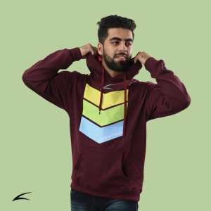 Cozy Maroon Winter Hoodies for Men, With Front Kangaroo Pockets-S