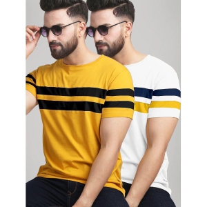 AUSK - Mustard Cotton Blend Regular Fit Men's T-Shirt ( Pack of 2 ) - None