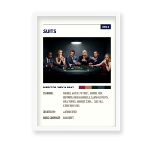 Suits Retro Wall Art-A1 / White Frame