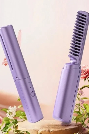 Meneflix Portable Mini Hair Straightener Cordless Rechargeable Mini Adjustable Hair Straightener Hot Comb