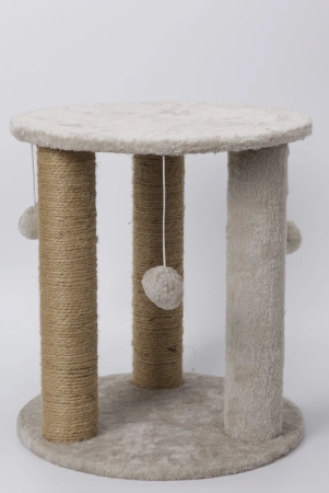 skatrs-whisker-wonderland-circular-three-scratching-post-with-hanging-pom-pom-cat-tree-toy-grey-14ft