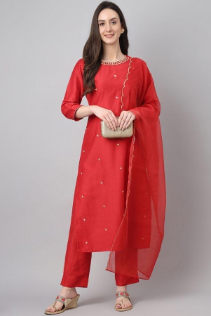 Janasya - Red Straight Polyester Womens Stitched Salwar Suit ( Pack of 1 ) - None