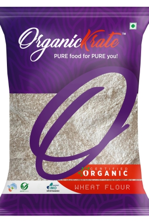 OrganicKrate Organic Whole Wheat Flour Premium Grain - 1 Kg